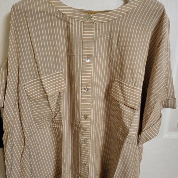 J Jill sandbar/white striped blouse NWOT 2X - Picture 11 of 13